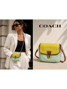 Coach Legacy Mini Crossbody Bag Pastel Mint Green Lime Leather Small Shoulder